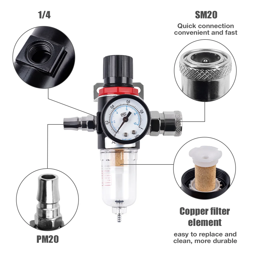 AFR2000 1/4 Pneumatic Filter,Air Pressure Regulator For Air Compressor,Oil-water Separator,Copper Filter Element,Pneumatic Tools