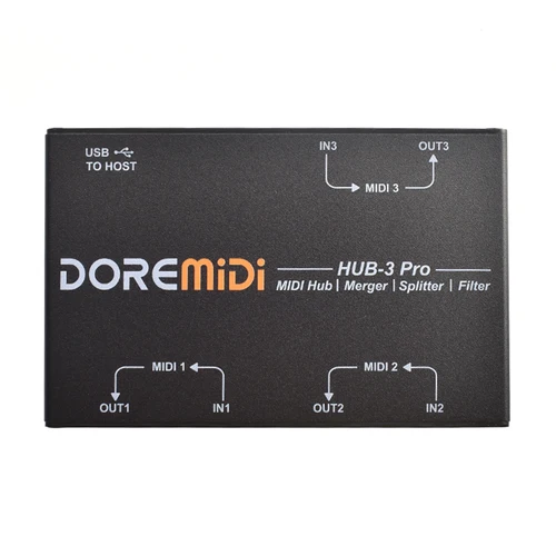 Imagen 2 del producto DOREMiDi MIDI HUB-3 Pro admite la conexión de dispositivos MIDI DIN a ordenadores, enrutamiento de puertos MIDI y filtrado de mensajes MIDI