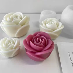 Multi Size Relief Flower Shape Silicone Candle Mould 3D Romantic Rose Handmade Soap Mold Wedding Cake Decor Valentine's Day Gift