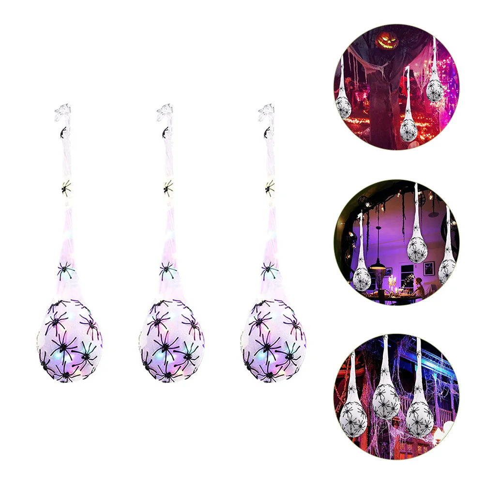

3 Pcs Glowing Spider Web Decoration Halloween Party Decorations Indoor Shine Hanging Electronic Components Egg Sack