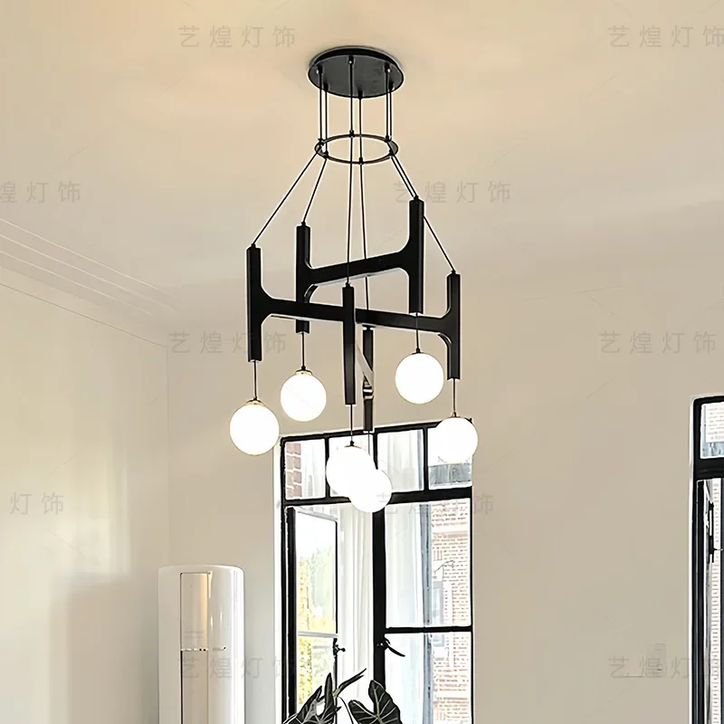 French Antique Chandelier Loft Retro Living Room Light Wabi Sandy Wind Duplex Stairs Magic Bean  Homestay Bedroom Main Light