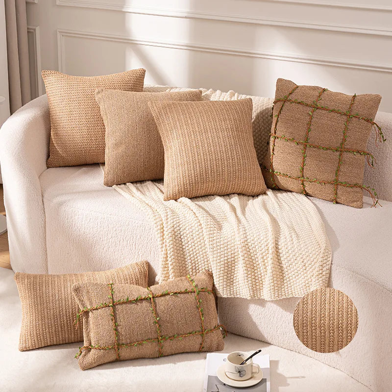 30X50/45X45CM Beige Woven Throw Pillow Cover Modern Simple Stamping Waist Cushion Cover Decor Home Decorative Pillowcas