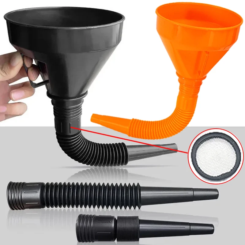 Universal Engine Refueling Funnel with Filter for Car Motorcycle Truck Oil Gasoline Filling Strainer Extension Pipe Hose Funnels