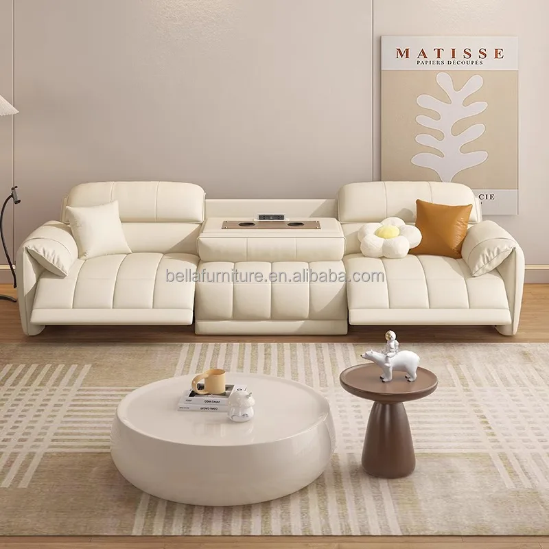 

Modern Italian Microfiber Fabric Convertible Power Electric Recliner Sofa China's Functional Living Room Minimalist Wood