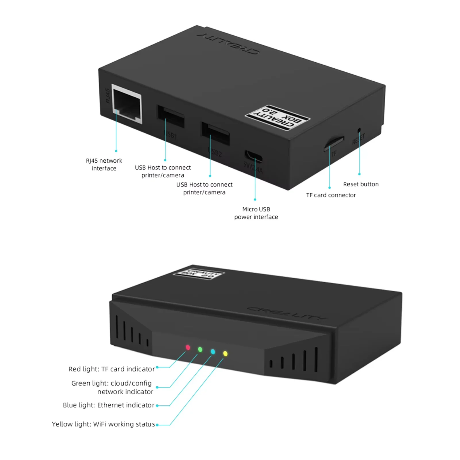 Creality WiFi Box 2.0 Intelligent Assistant for FDM 3D Printer BT Real Time Monitor/Remote Control Time-lapse Shooting 8G TFCard