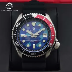 Parnsrpe-41mm Casual Men's Mechanical Watch Sapphire 200m Waterproof Men's Automatic Watch Comfortable Rubber Strap