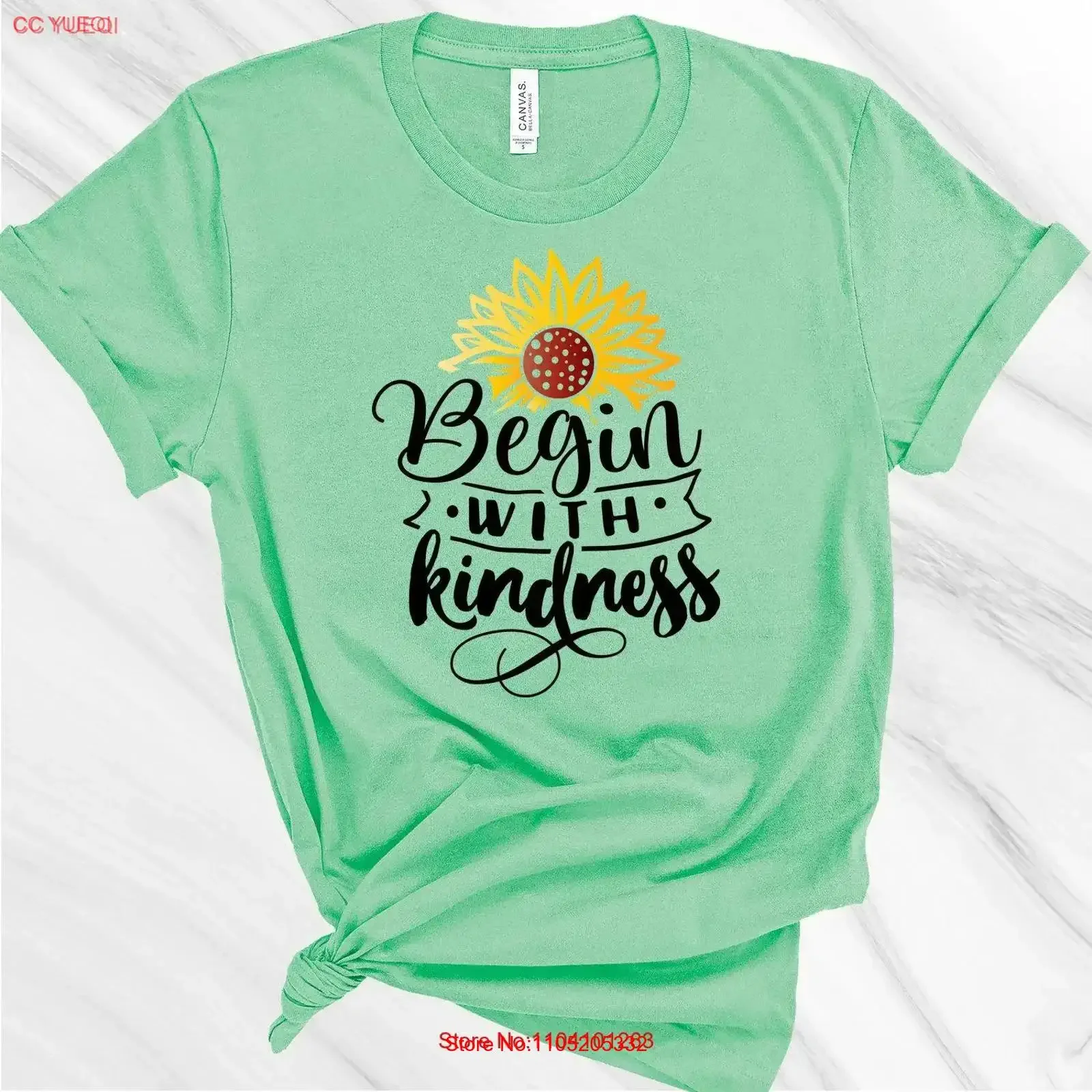 Début avec la gentillesse t-shirt soyez gentil courageux inspirant ami maman soeur vintage lavé streetwear étiré élégant