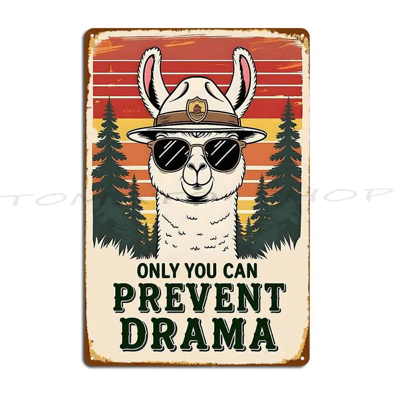 Only You Can Prevent Drama Llama Retro Sunset Metal Sign Wall Pub Vintage Create Club Custom Tin Sign Poster