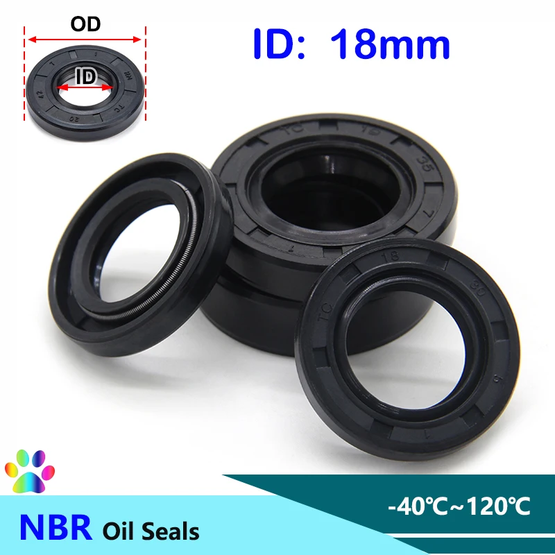 2/5pcs Black NBR Oil Seals ID18mm TC-18*24/25/26/28/30/32/35/40/42/45/47*5/6/7/8/10mm Nitrile Rubber Shaft Double Lip Oil Gasket