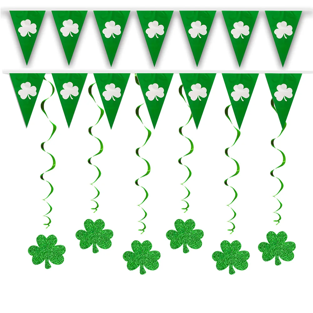 Irische St. Patrick's Day Festivals Banner Hängende Girlanden Deko Grüne Kleeblatt-Form Banner St. Patrick's Day Party Deko Zubehör