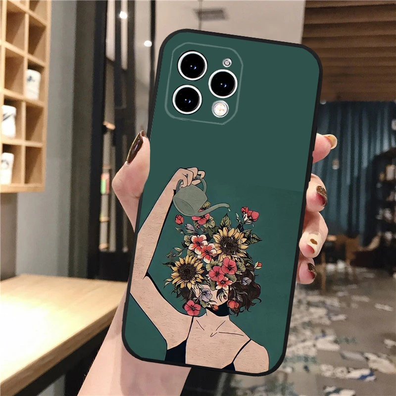 Flower Girl Art Phone Case For iphone 16 15 14 Pro Max 16 15 14 13 12 Pro 15Plus iphone 11