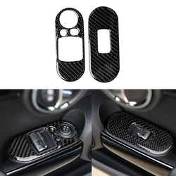 2pcs For BMW Mini Cooper S 3DR F56 Carbon Fiber Car Interior Door Window Lift Switch Button Panel Frame Protective Cover Trim
