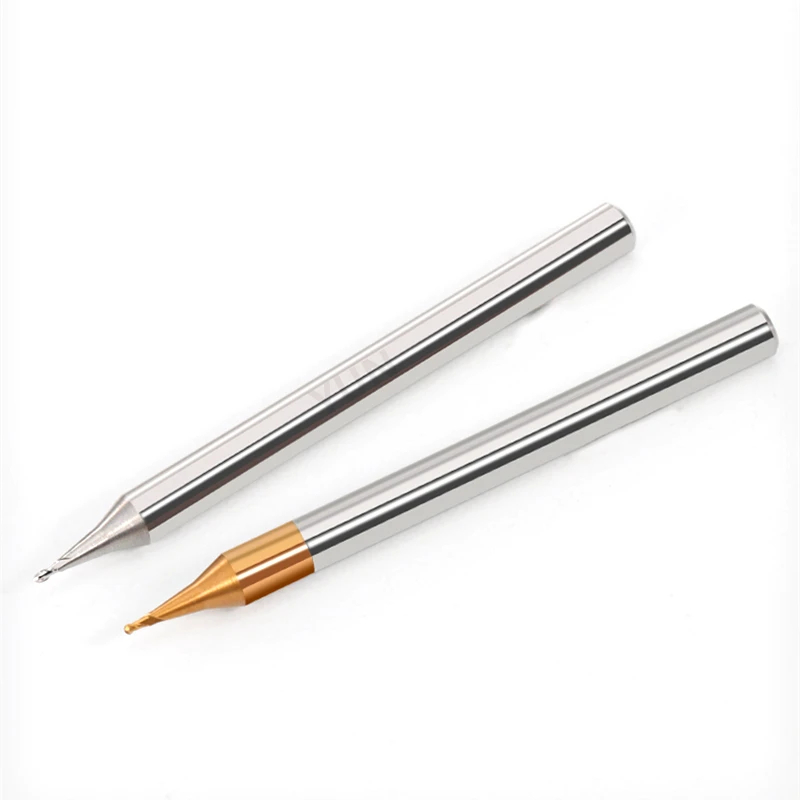 HRC65 frez z węglika spiekanego D0.4mm-0.9mm Mini mała średnica Micro Ball frez czołowy R0.15-R0.45 narzędzie CNC 0.4mm 0.5mm 0.6mm 0.7mm 0.8mm