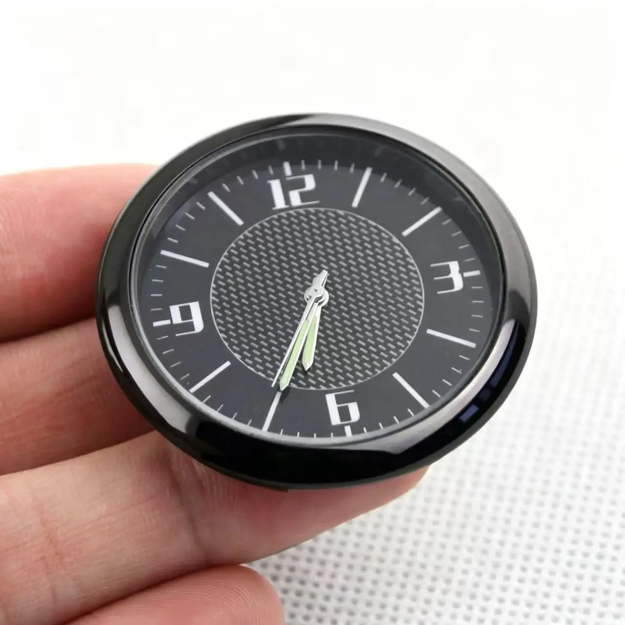 Luminous Car Quartz Clock, 2‑Way Installation Vent Clip & Stick‑on Dashboard Auto Interior Ornament