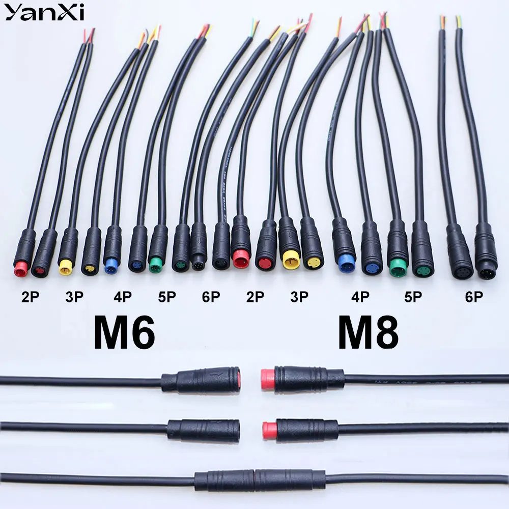 M6 M8 Waterproof Wire 2/3/4/5/6 Pin Male Female Electric Bicycle Butt Joint Plug Ebike Display Cable Sensor Connector Cable