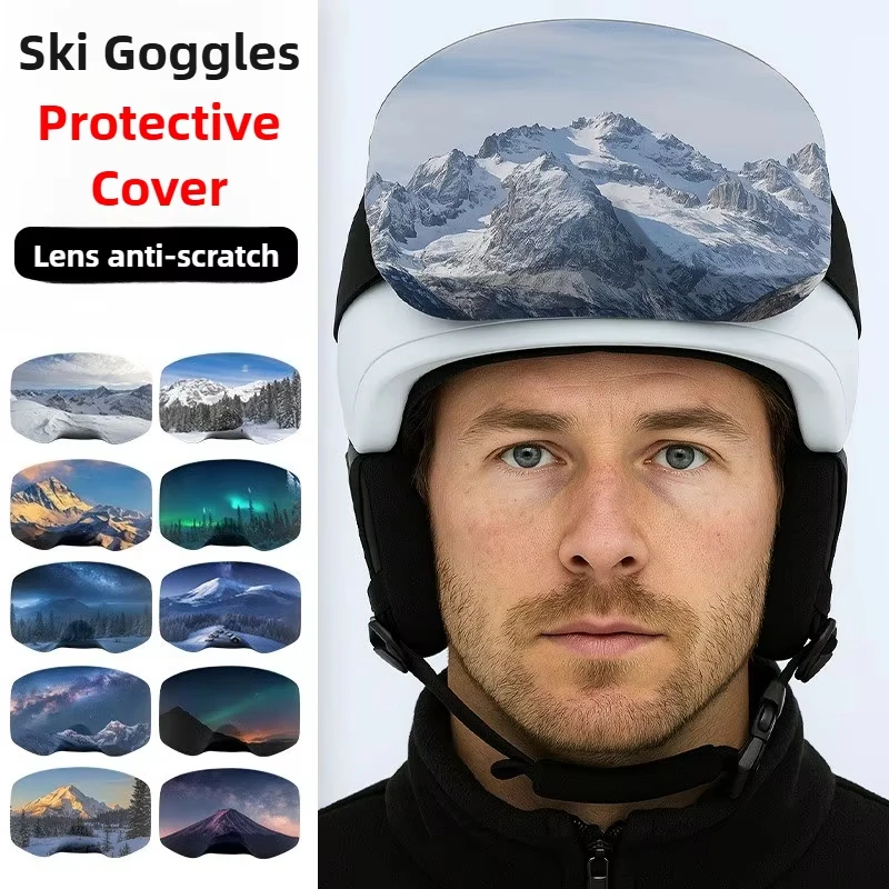 

Ski Goggles Protective Cover, Dustproof And Portable Storage, Snow Mountain Print Lens Scratch-resistant Ski Goggles Case