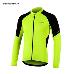 BERGRISAR Cycling Jersey for Men MTB Bike Shirts Long Sleeve Cycle Jerseys With 3+1 Rear Pockets BG012