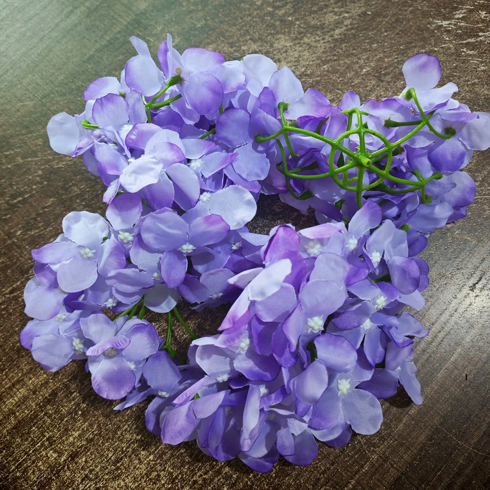 Artificial Silk Hydrangea Flower Head Wedding Path Decoration Bouquet Filler Home Hotel DIY Flowers Wall Accessories 50pcs