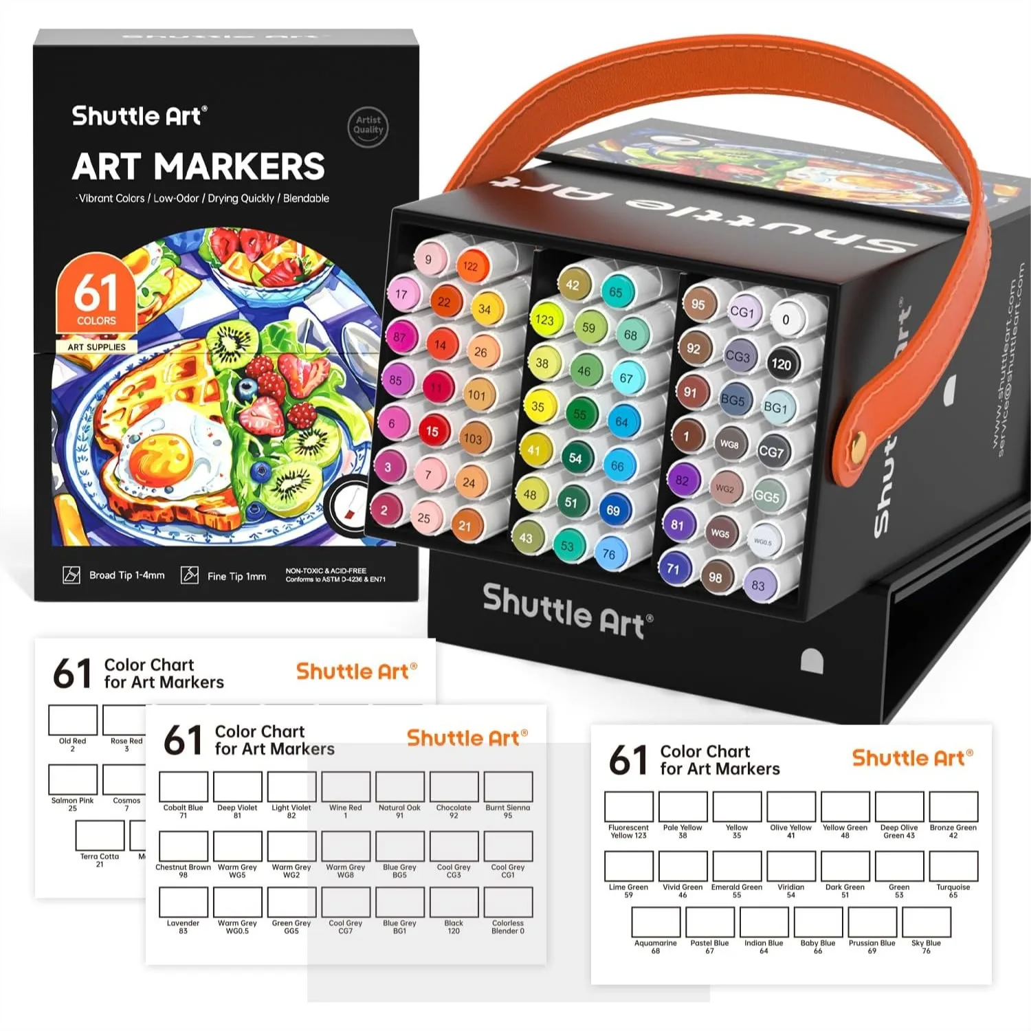 

61 Colors Alcohol Markers Set with Case, Dual Tip Art Markers for Illustration, Adult Coloring, Sketching