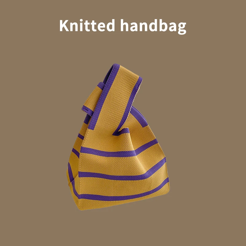 

Women's Fashionable Handmade Woven Mini Knot Handbag Casual Reusable Shopping Bag