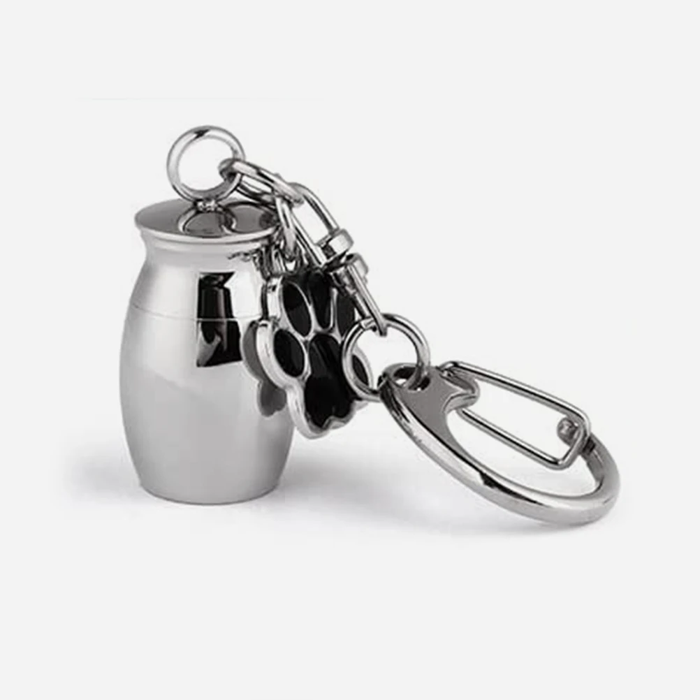 

2Pcs Pet Ashes Keychain Mini Urn Pendant Dog Memory Keepsake Charm Silver Black