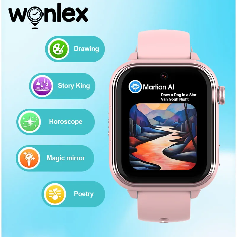 

Wonlex KT37 Kids Smart Watch AI Voice Assistant GPS WiFi Location Tracker 4G Video Call APP Monitor Children Smart Watch