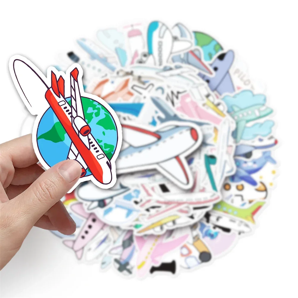 50PCS Cartoon Airplane Cute Kids Sticker for Toys Luggage Laptop IPad Gift Skateboard Cup Waterproof Sticker