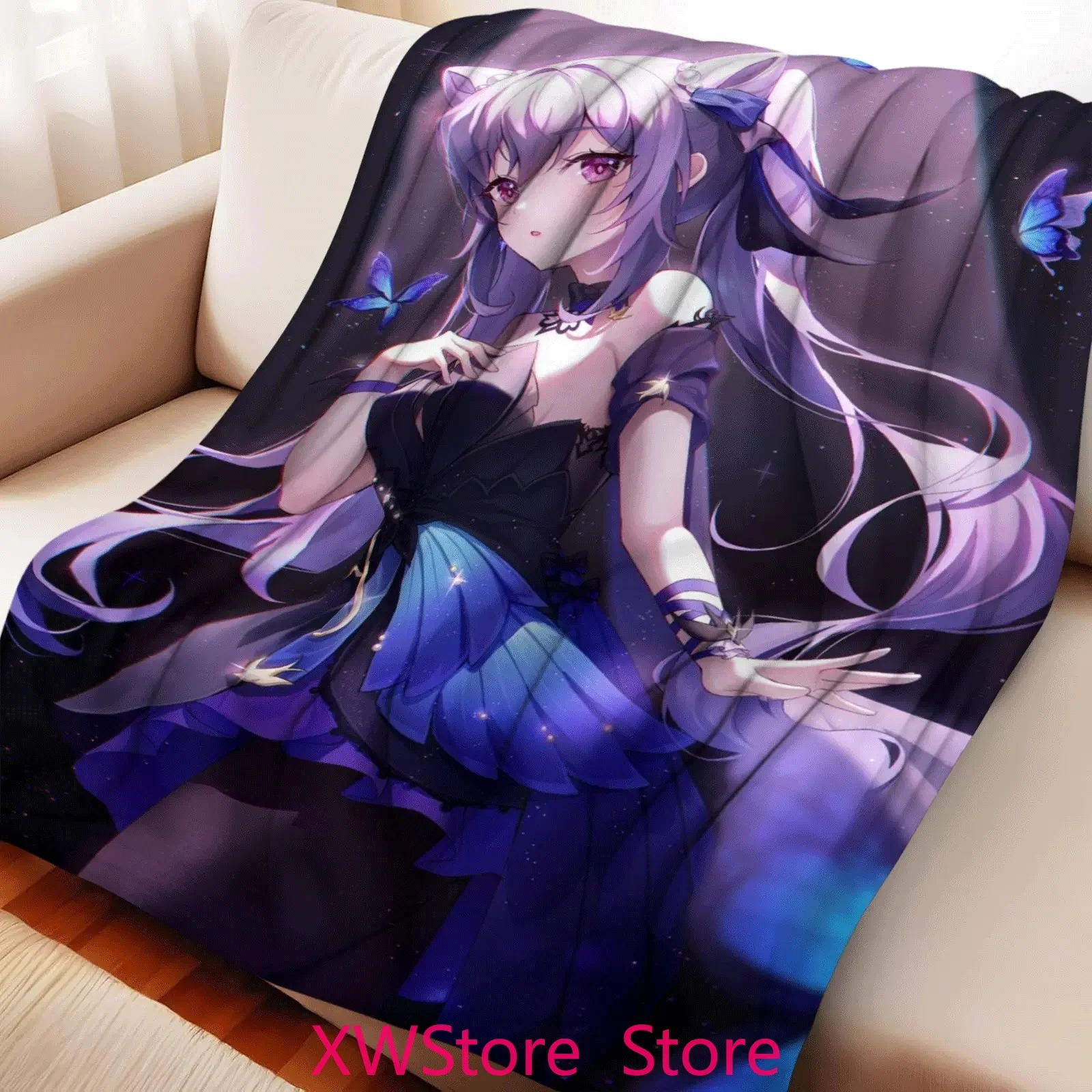 

Genshin Impact Keqing Fleece Blanket - Premium Soft Electro Character Blanket for Bed Sofa Gaming Room