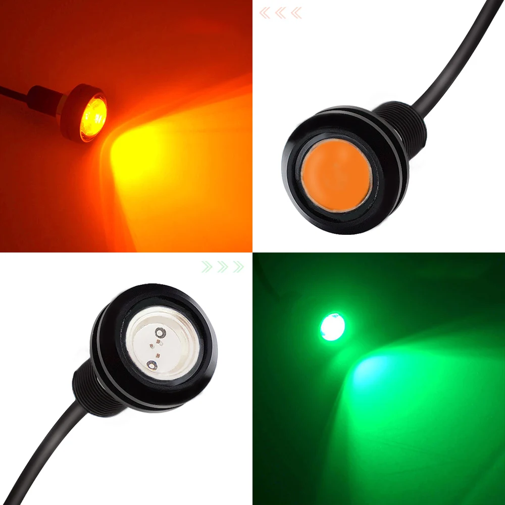 2PCS Car Eagle Eye Lamps 18mm LED Daytime Running Lights Backup Reversing Parking Brake Turn Signal Bulb Motorcycle Fog Lantern