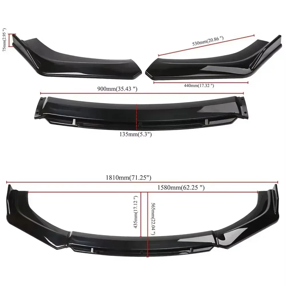 For Audi A4 S4 A6 S6 Wagon Awant B6 B7 B8 Universal Front Lip Chin Bumper Spoiler Splitter Bodykit Diffuser Cars Accessories