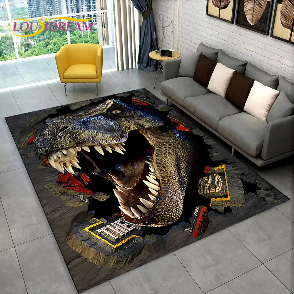 3D Visual Illusion Dinosaur Area Rug,Carpet Rug for Home Living Room Bedroom Sofa Playroom Doormat Decor,Kid Non-slip Floor Mats