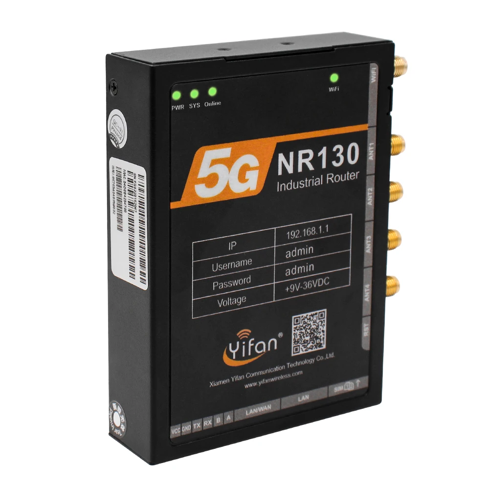 ZXY Yifan NR130 5G جهاز توجيه WiFi صناعي خلوي مع فتحة بطاقة Sim VPN وQOS ميزات لروبوت Dog/AGV/UAV