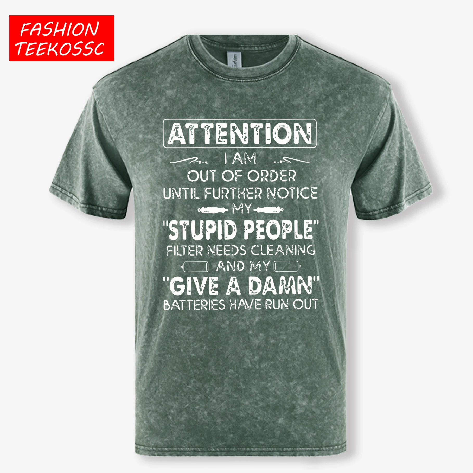 انتبه أنا خارج الطلب الطباعة غسلها الذكور تي شيرت الصيف Crewneck تي شيرت للجنسين الملابس القطنية الناعمة الشارع خمر #1