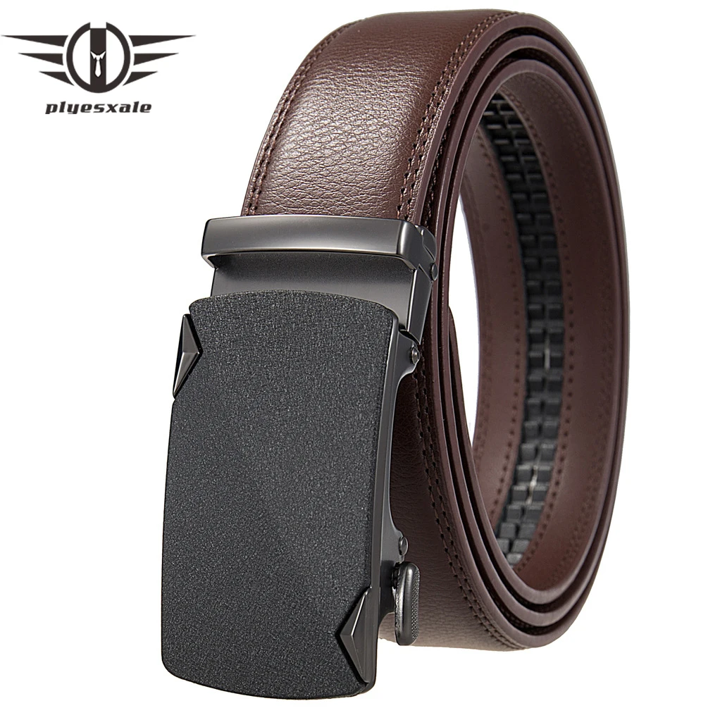 

Plyesxale Mens Belts Luxury Brand Cowskin Genuine Leather Belt For Men High Quality Matte Automatic Ratchet Buckle Belt B1346