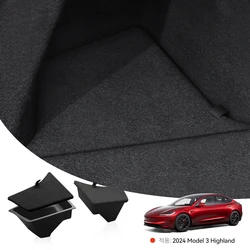 YZ For Tesla Model 3 highland 2024-2026 Rear Trunk Left Side Storage Box with Cover Tail Boot Partition Stowing Accessories