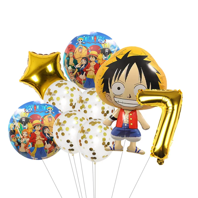 Anime One Piece Thema Luffy Aluminiumfolienballons Set Zahlen Geburtstag für Kinder Geburtstagsparty Babyparty Spielzeug Geschenke