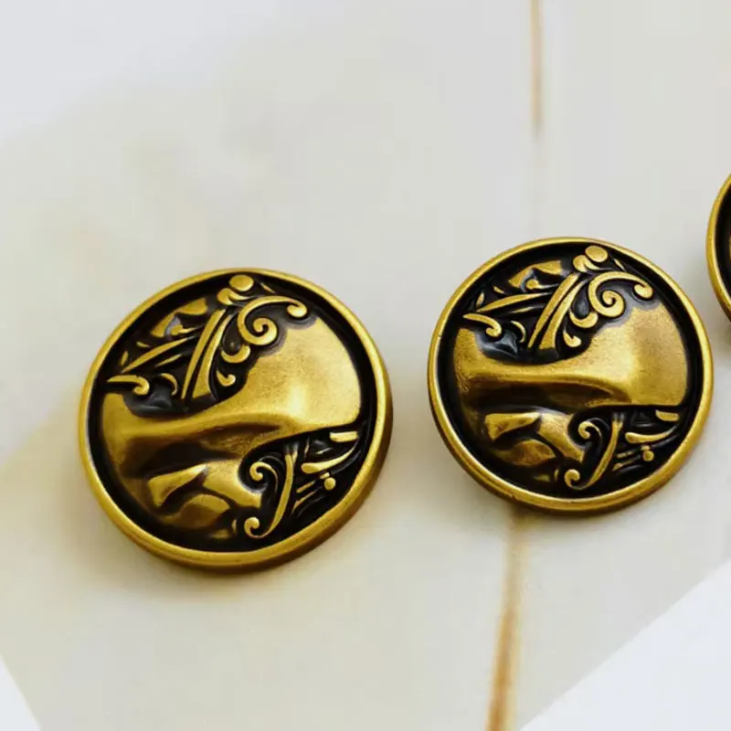 10 Stück 18/23mm Retro Luxus Runde Metallknöpfe für Kleidung Nähzubehör DIY Handwerk Nähbedarf Knöpfe Großhandel Knopf – Detail 4