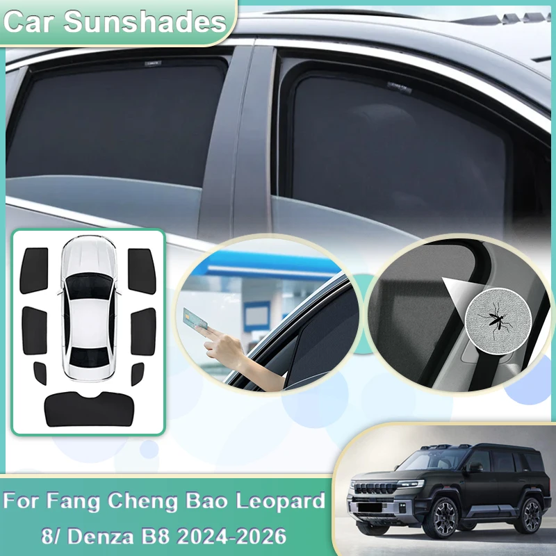 

Car Mesh Sun Shade For BYD Leopard 8 Fang Cheng Bao 8 Denza B8 2024 2025 2026 Windshield Window Visors Sunshades Car Accessories
