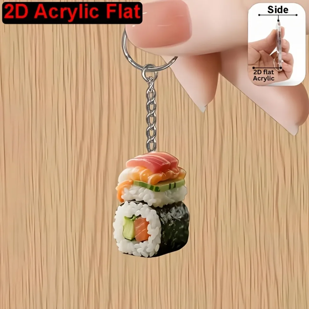 Fashion Mini 2D Sushi Food Pendant Acrylic Cute Sushi Keychain Decoration Funny Hanging Ornament Bag Charm