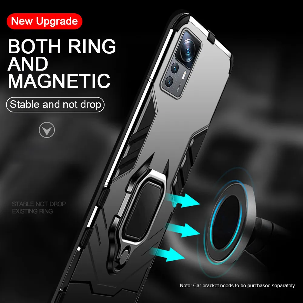 For Xiaomi 12T Pro Case Car Magnetic Ring Stand Armor Phone Cover Xiami Xiomi Mi 12 T T12 Mi12T 12TPro 5G Hard Shockproof Fundas