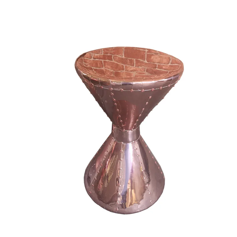 

Aluminum rivet waist drum small coffee table metal corner bar KTV cafe side table