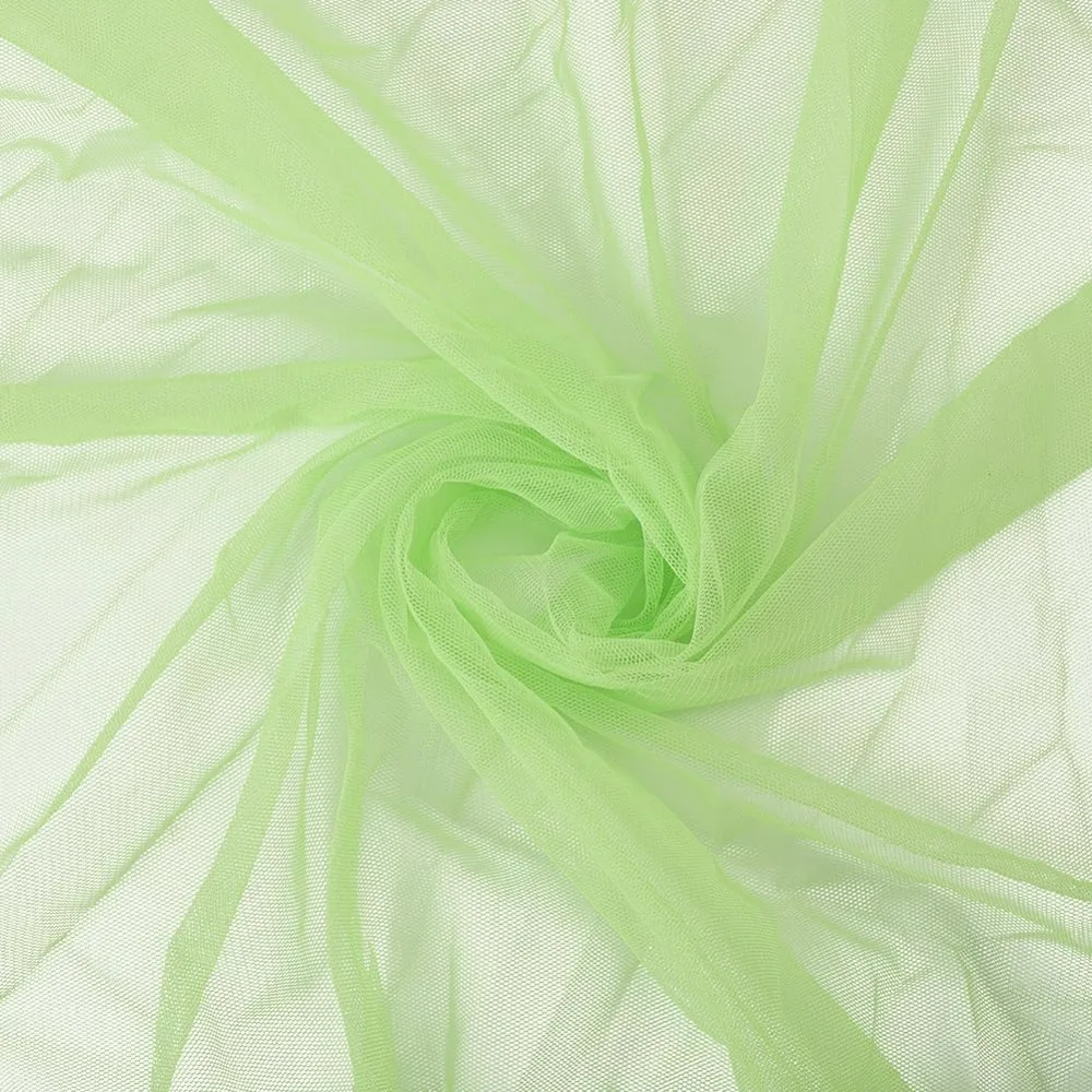 

63-дюймовая светло-зеленая тюлевая ткань, мягкая винтажная прозрачная сетчатая ткань, полиэстер, вуаль от комаров, однотонная дышащая ткань