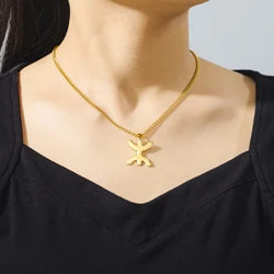 Lemegeton Stainless Steel African Berber Symbol Women's Simple Free Necklace African Kabir Style Berber Ethnic Jewelry Gifts