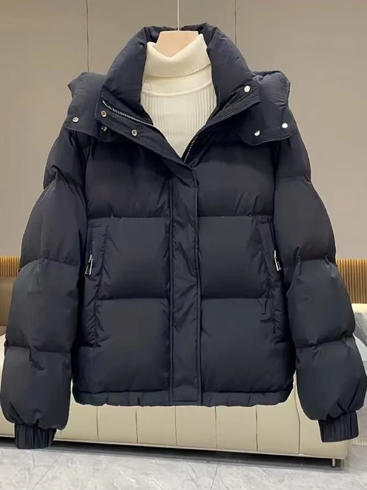 

Универсальная зимняя куртка-пальто оверсайз с капюшоном для женщин, из хлопка, в корейском стиле, с длинными рукавами, для любого возраста