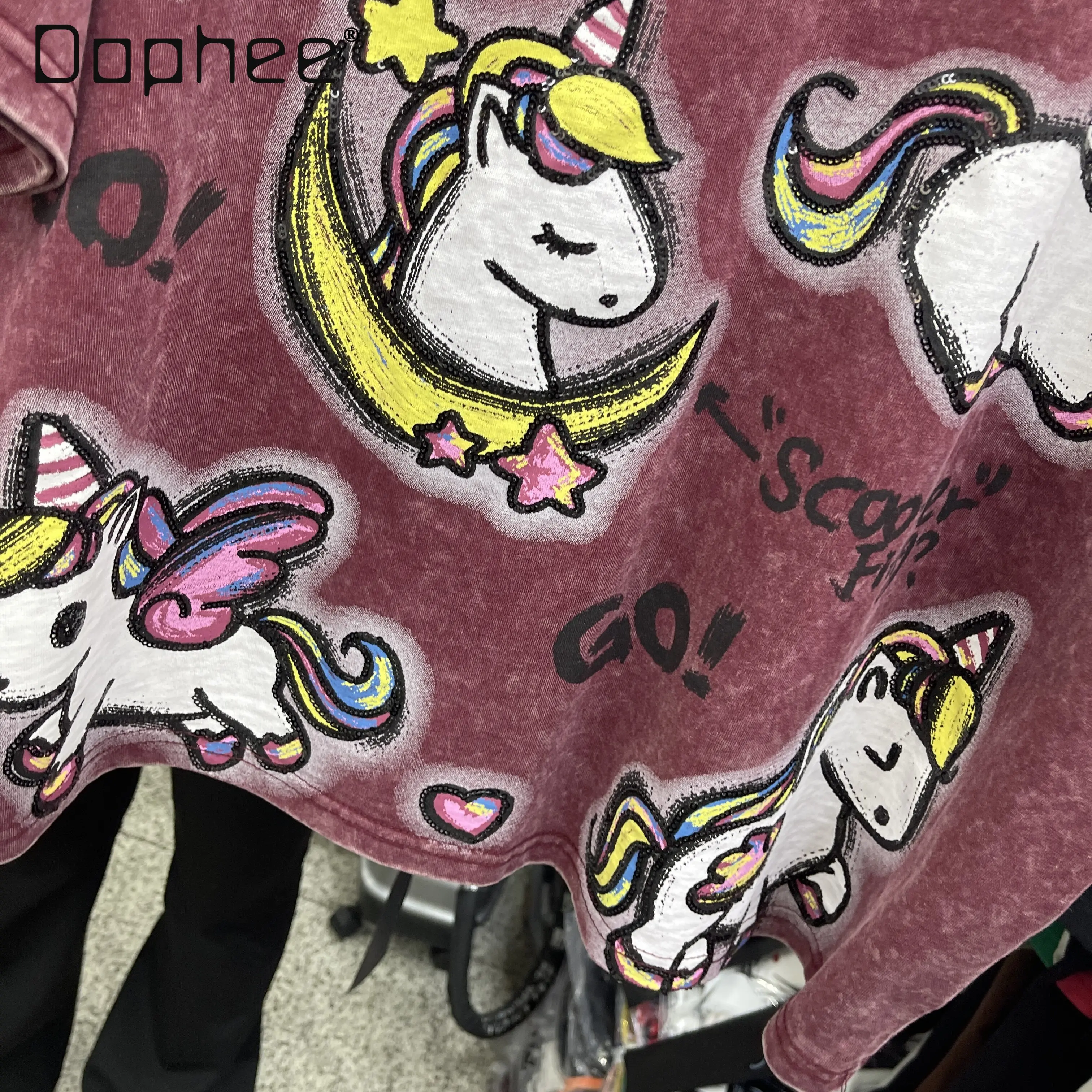 

Cartoon Print T-Shirt Cute Cartoon Graphic Yozed Tee Y2K Streetwear Top for Wome Cute Fashion Loose Short Sleeve T-Shirt Women