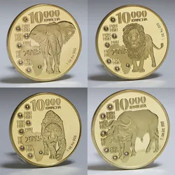 2015 Africa Zambia Republic 10000 Kwacha 1OZ Gold Token Animal Coin With Diamond Lion buffalo elephant Gold Commemorative Coin