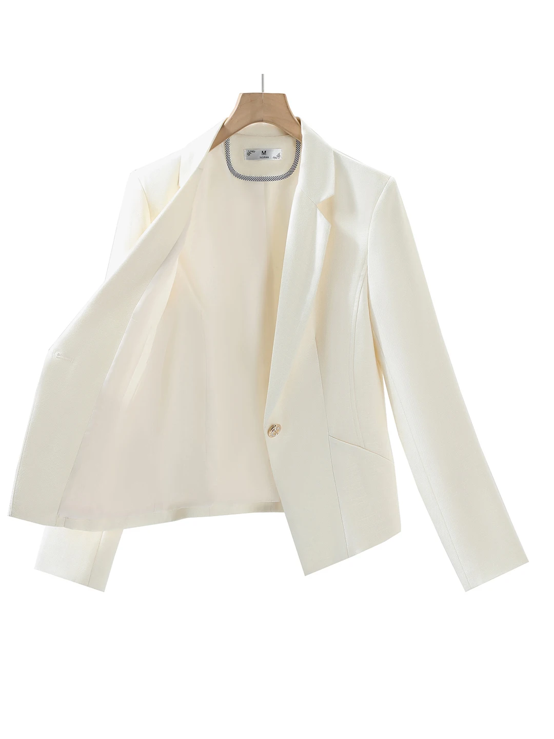 Elegant Short Suit Jacket Women's Commute Style Waist-Cinching Professional Workwear Polyester Fiber Long Sleeve  Color