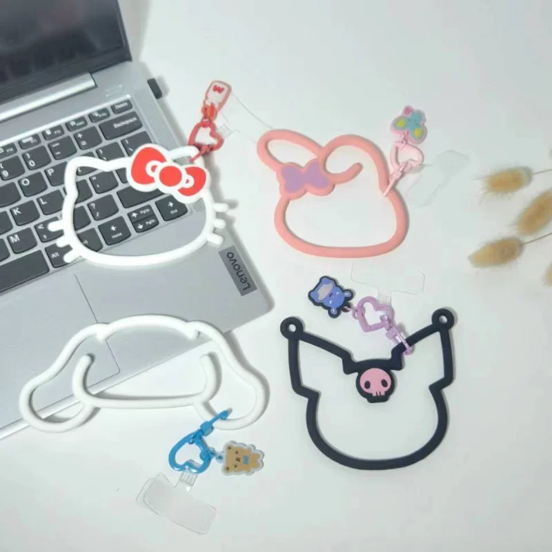 Sanrio Hello Kitty cute and sweet mobile phone pendant Kulomi cartoon hollow soft silicone anti-lost bracelet pendant