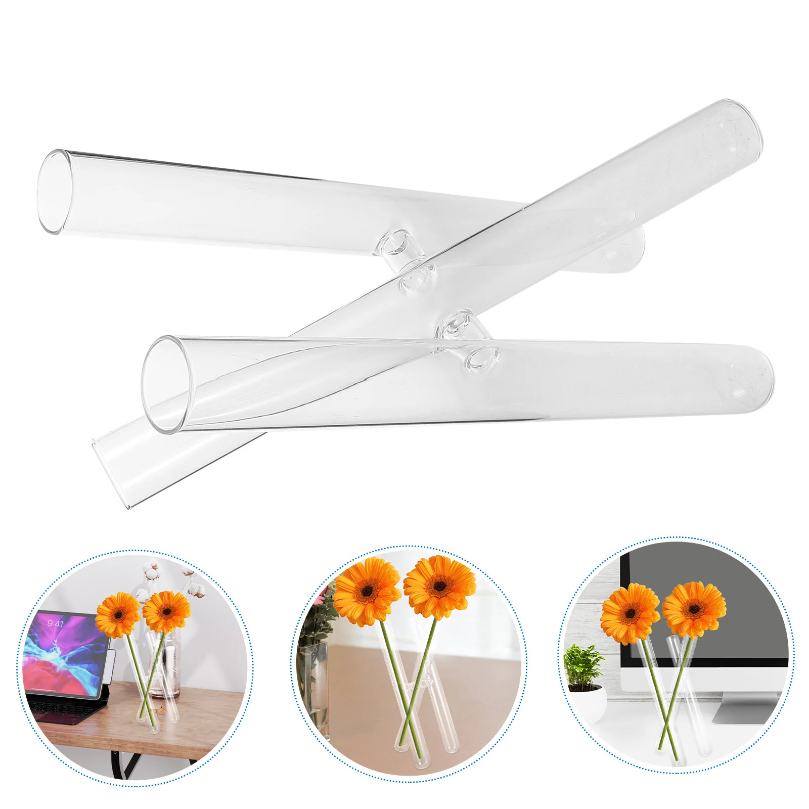 

Elegant Clear Glass Test Tube Vase Set Hydroponic Plant Decor Home Office Centerpiece Test Tube Containers Decorative Bottles