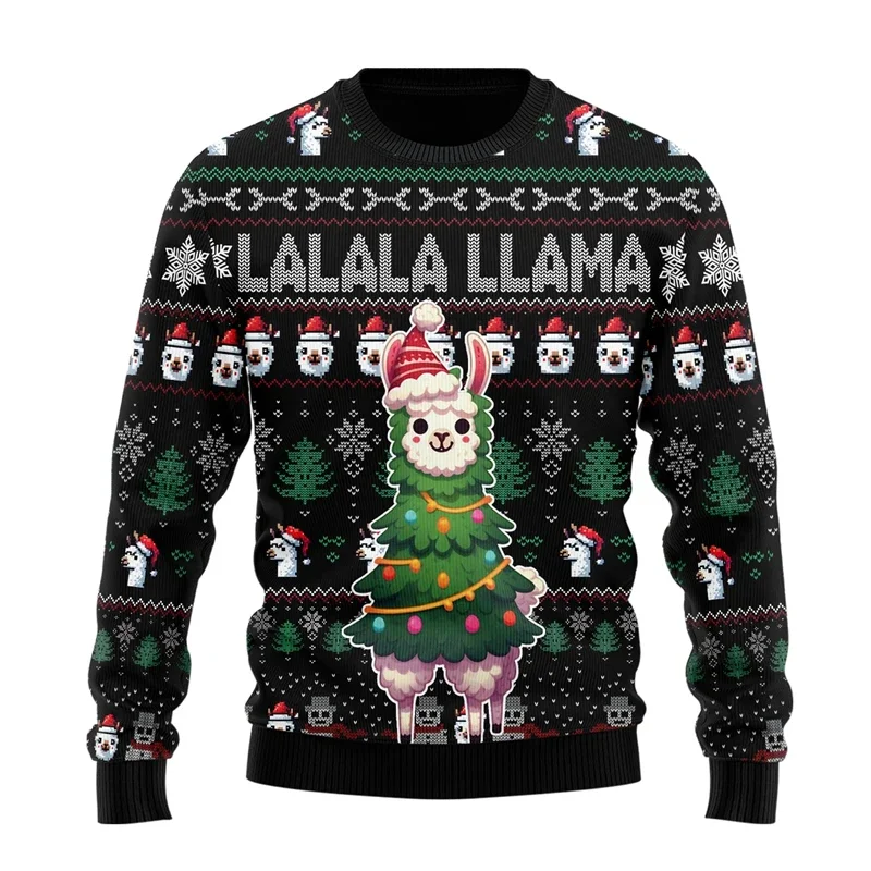 Christmas Sweater for Women Men Clothes Funny Alpaca Boy Sweater Holiday Sweatshirts Casual Female Sweaters Pullovers